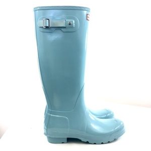 Hunter 10 Blue Tall Gloss Welly Boots